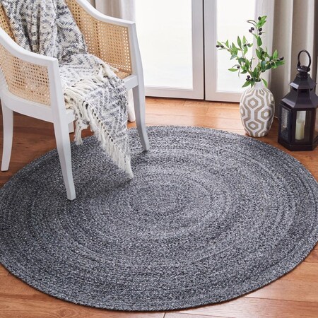 Safavieh 4 x 4 ft. Braided Round Rug, Charcoal BRD851H-4R